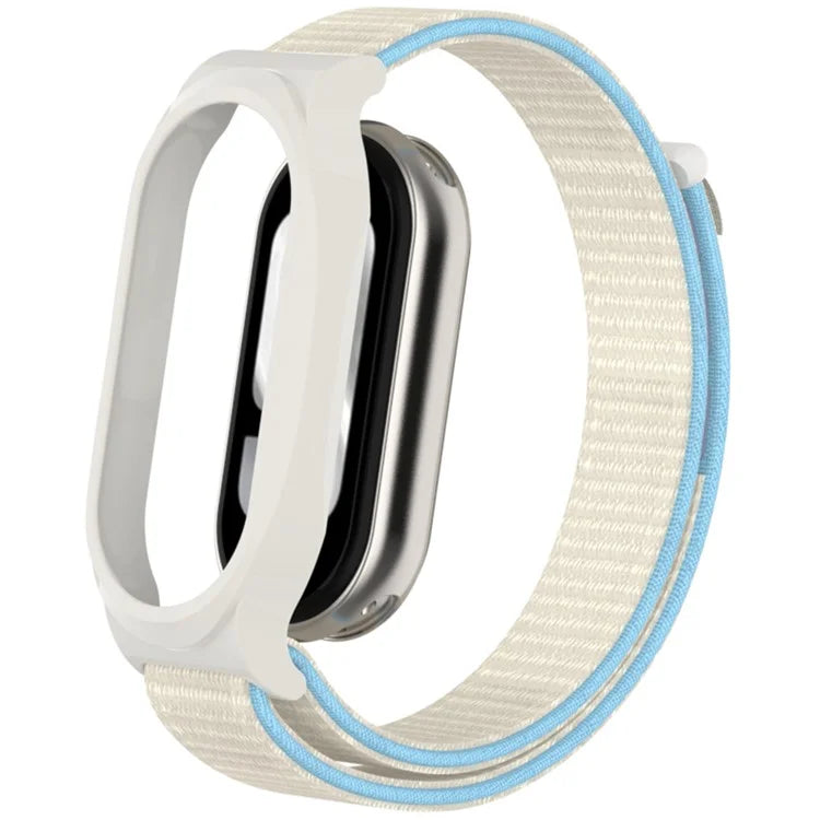 For Xiaomi Mi Band 9 / Smart Band 8 Watch Band Nylon Loop Wrist Strap with PC Watch Case