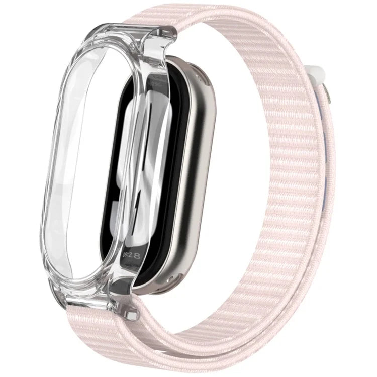 For Xiaomi Mi Band 9 / Smart Band 8 Watch Band Nylon Loop Wrist Strap with PC Watch Case