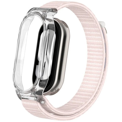 For Xiaomi Mi Band 9 / Smart Band 8 Watch Band Nylon Loop Wrist Strap with PC Watch Case