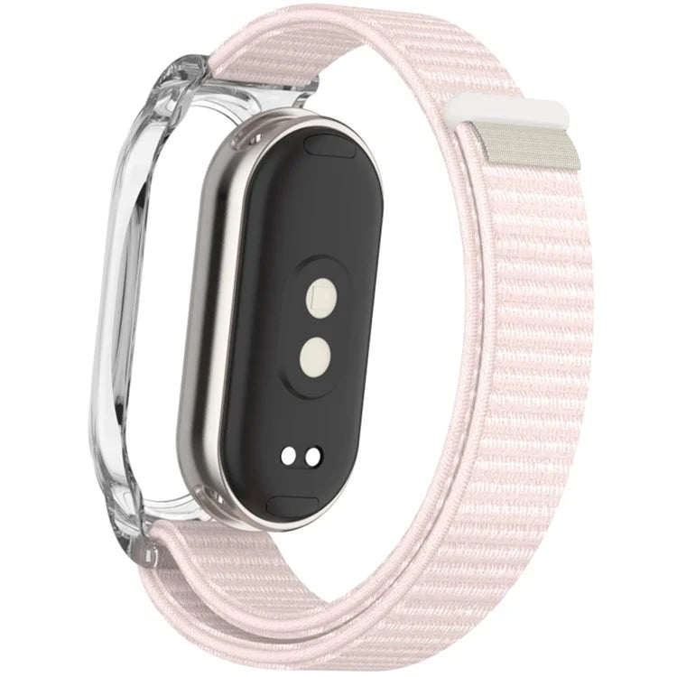 For Xiaomi Mi Band 9 / Smart Band 8 Watch Band Nylon Loop Wrist Strap with PC Watch Case