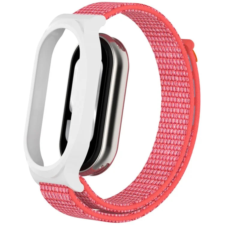 For Xiaomi Mi Band 9 / Smart Band 8 Watch Band Nylon Loop Wrist Strap with PC Watch Case