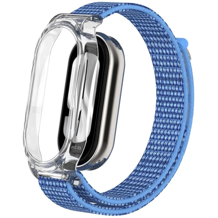 For Xiaomi Mi Band 9 / Smart Band 8 Watch Band Nylon Loop Wrist Strap with PC Watch Case
