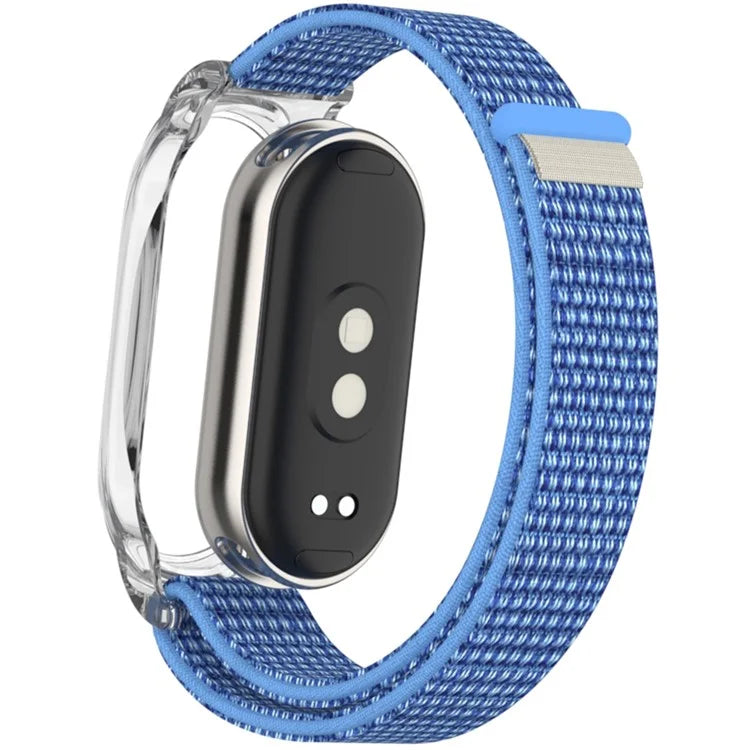 For Xiaomi Mi Band 9 / Smart Band 8 Watch Band Nylon Loop Wrist Strap with PC Watch Case