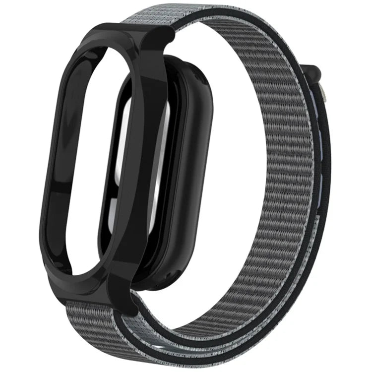 For Xiaomi Mi Band 9 / Smart Band 8 Watch Band Nylon Loop Wrist Strap with PC Watch Case