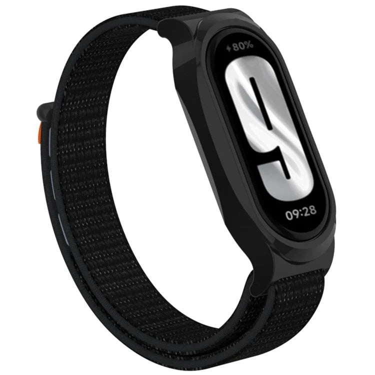 For Xiaomi Mi Band 9 / Smart Band 8 Watch Band Nylon Loop Wrist Strap with PC Watch Case