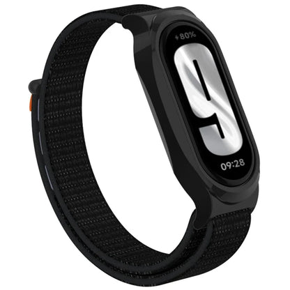 For Xiaomi Mi Band 9 / Smart Band 8 Watch Band Nylon Loop Wrist Strap with PC Watch Case