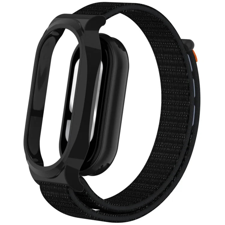 For Xiaomi Mi Band 9 / Smart Band 8 Watch Band Nylon Loop Wrist Strap with PC Watch Case