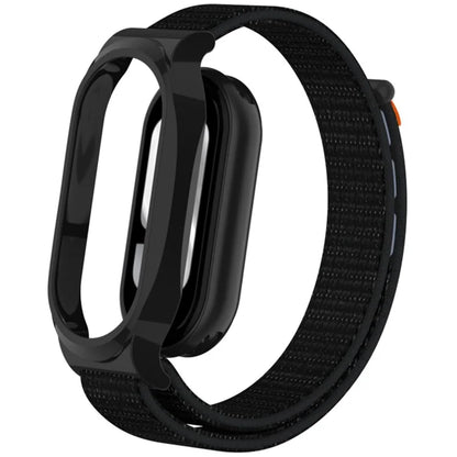 For Xiaomi Mi Band 9 / Smart Band 8 Watch Band Nylon Loop Wrist Strap with PC Watch Case