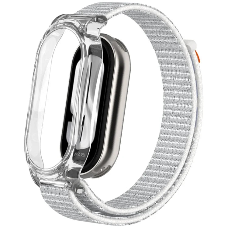 For Xiaomi Mi Band 9 / Smart Band 8 Watch Band Nylon Loop Wrist Strap with PC Watch Case