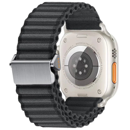 For Apple Watch 10 46mm / Ultra 2 / Ultra 49mm / 9 8 7 45mm / SE (2023) SE (2022) SE 6 5 4 44mm / 3 2 1 42mm Wavy Texture Nylon Strap