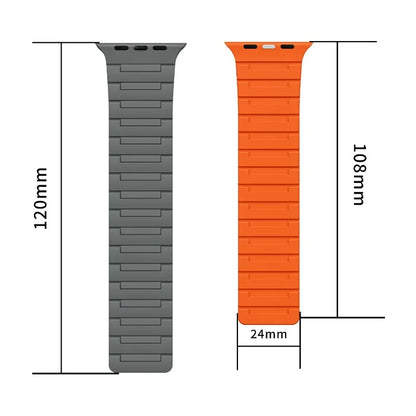 For Apple Watch 10 46mm / Ultra 2 / Ultra 49mm / 9 8 7 45mm / SE (2023) SE (2022) SE 6 5 4 44mm / 3 2 1 42mm Magnetic Silicone Watch Strap