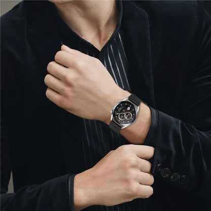 For Fossil Gen 5 Carlyle Stainless Steel Replacement Band Lines Design Watch Strap - Black
