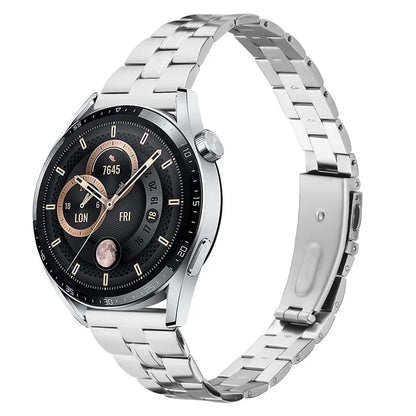 For Samsung Galaxy Watch3 45mm Watch Strap Stainless Steel Three-Beads Band Replacement - Silver