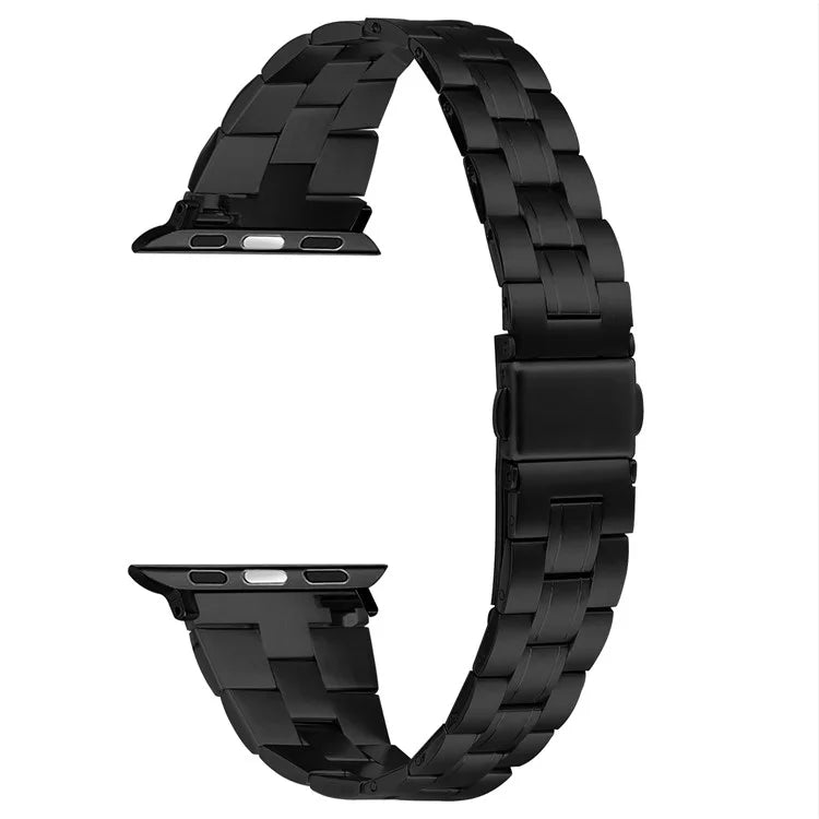 For Apple Watch Series 10 42mm / 9 8 7 41mm / SE (2023) SE (2022) SE 6 5 4 40mm / 3 2 1 38mm Stainless Steel Strap Three-Bead - Black