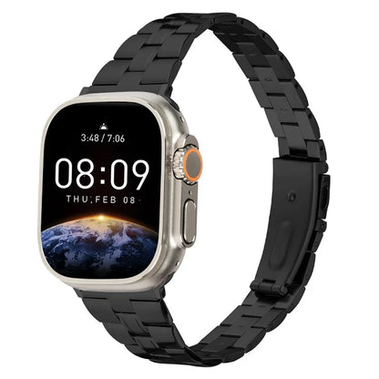 For Apple Watch Series 10 42mm / 9 8 7 41mm / SE (2023) SE (2022) SE 6 5 4 40mm / 3 2 1 38mm Stainless Steel Strap Three-Bead - Black