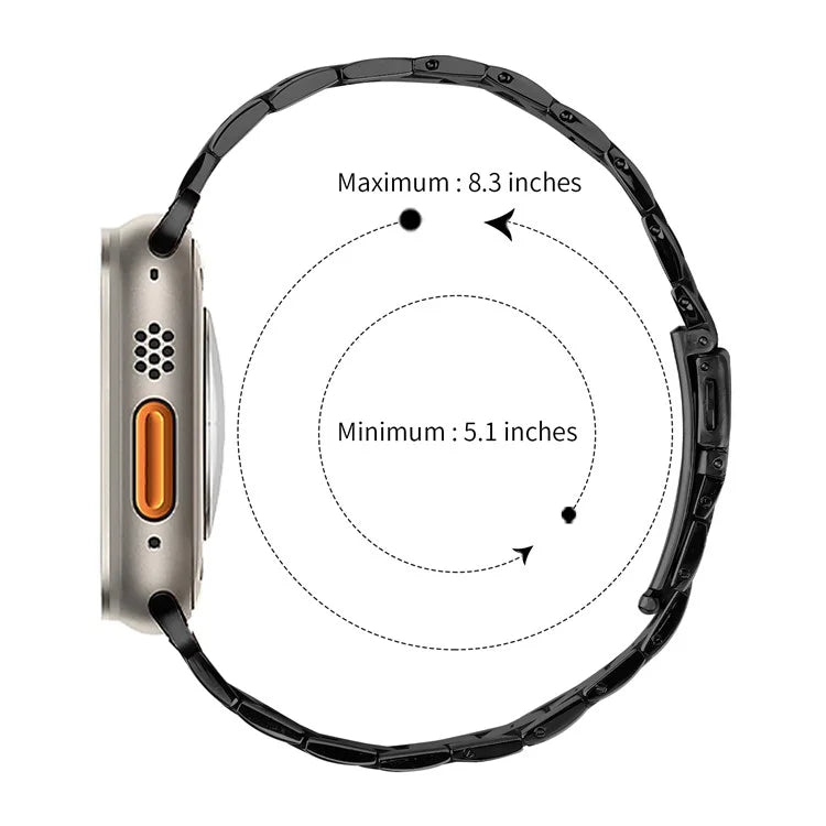 For Apple Watch Series 10 42mm / 9 8 7 41mm / SE (2023) SE (2022) SE 6 5 4 40mm / 3 2 1 38mm Stainless Steel Strap Three-Bead - Black