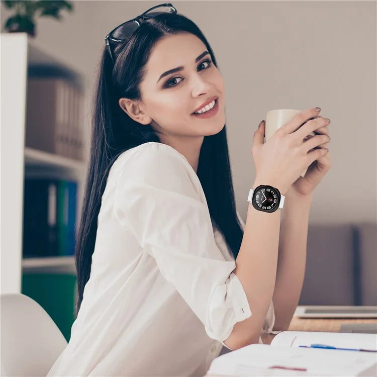 For Samsung Galaxy Watch Ultra 47mm Wrist Strap Genuine Cow Leather Smartwatch Band