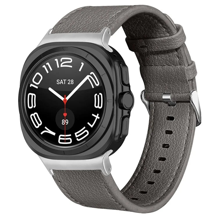For Samsung Galaxy Watch Ultra 47mm Wrist Strap Genuine Cow Leather Smartwatch Band