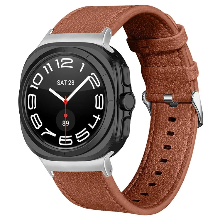 For Samsung Galaxy Watch Ultra 47mm Wrist Strap Genuine Cow Leather Smartwatch Band