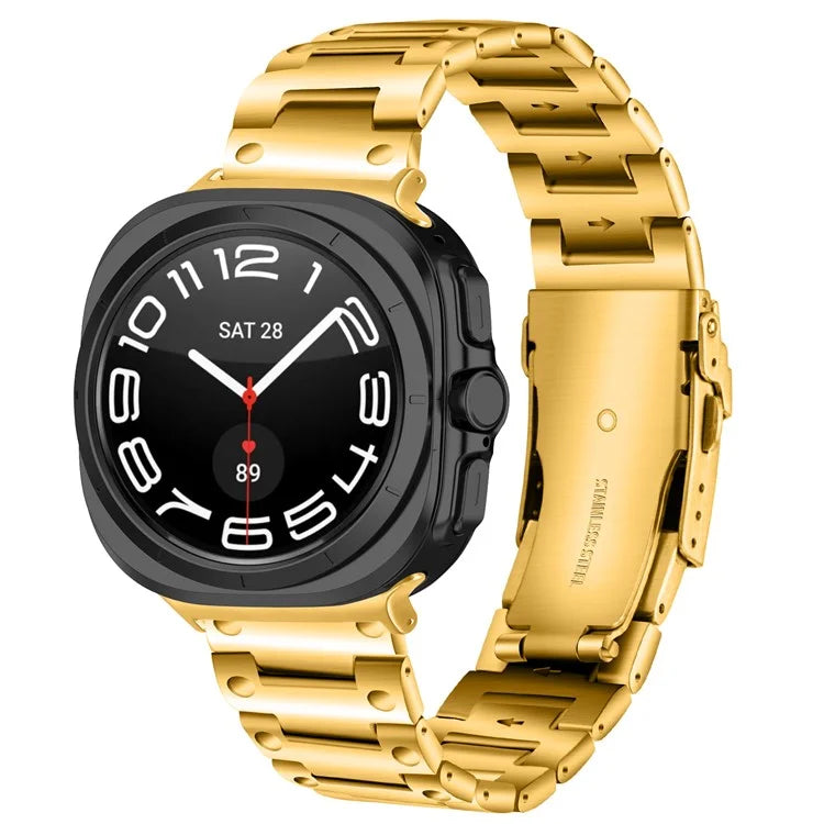 For Samsung Galaxy Watch Ultra 47mm Stainless Steel Watch Strap Buckle Design Wrist Band