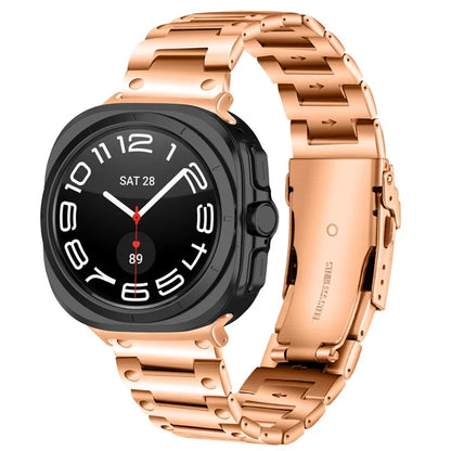 For Samsung Galaxy Watch Ultra 47mm Stainless Steel Watch Strap Buckle Design Wrist Band