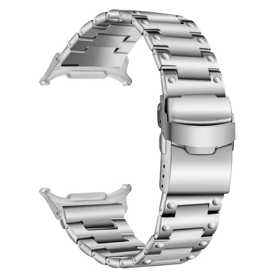 For Samsung Galaxy Watch Ultra 47mm Stainless Steel Watch Strap Buckle Design Wrist Band - Silver