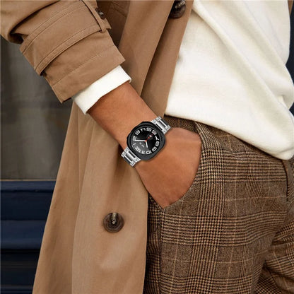 For Samsung Galaxy Watch Ultra 47mm Stainless Steel Watch Strap Buckle Design Wrist Band - Silver
