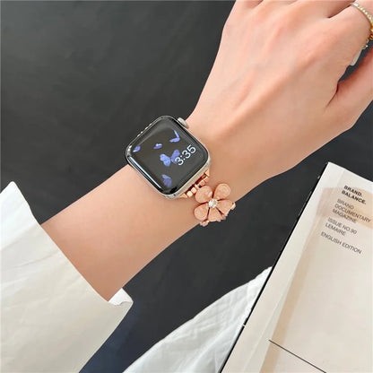 For Apple Watch 10 46mm / Ultra 2 / Ultra 49mm / 9 8 7 45mm / SE (2023) SE (2022) SE 6 5 4 44mm / 3 2 1 42mm Flower Chain Strap