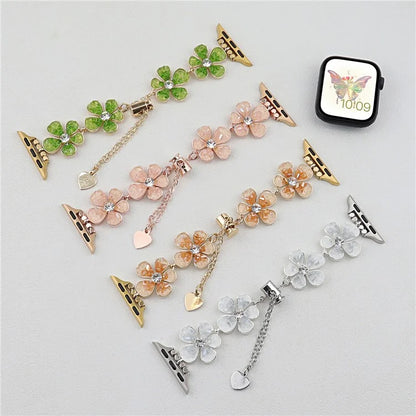 For Apple Watch Series 10 42mm / 9 8 7 41mm / SE (2023) SE (2022) SE 6 5 4 40mm / 3 2 1 38mm Flower Chain Strap Zinc Alloy Band