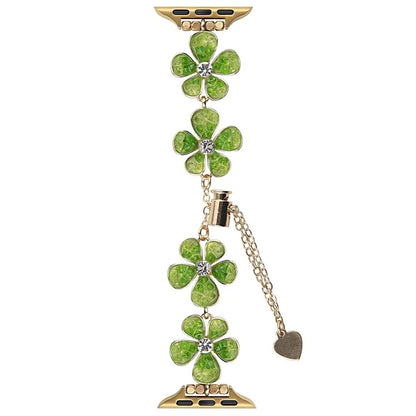 For Apple Watch Series 10 42mm / 9 8 7 41mm / SE (2023) SE (2022) SE 6 5 4 40mm / 3 2 1 38mm Flower Chain Strap Zinc Alloy Band