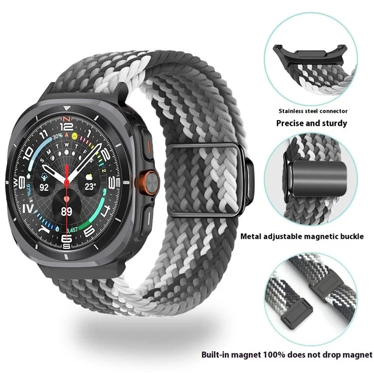 For Samsung Galaxy Watch Ultra 47mm Braided Watch Band Magnetic Wrist Strap