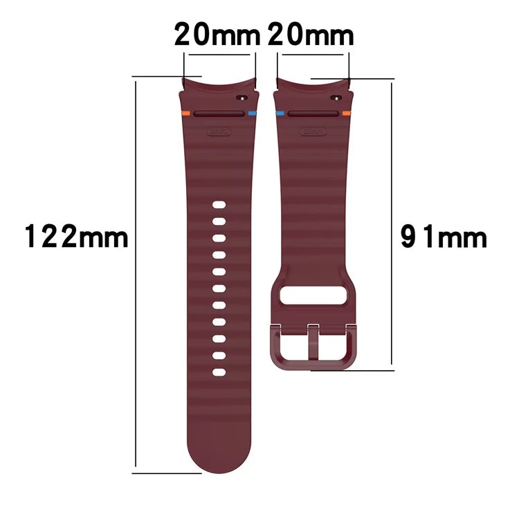 For Samsung Galaxy Watch FE / Watch7 40mm 44mm Silicone Wave Texture Watch Band Replacement Straps