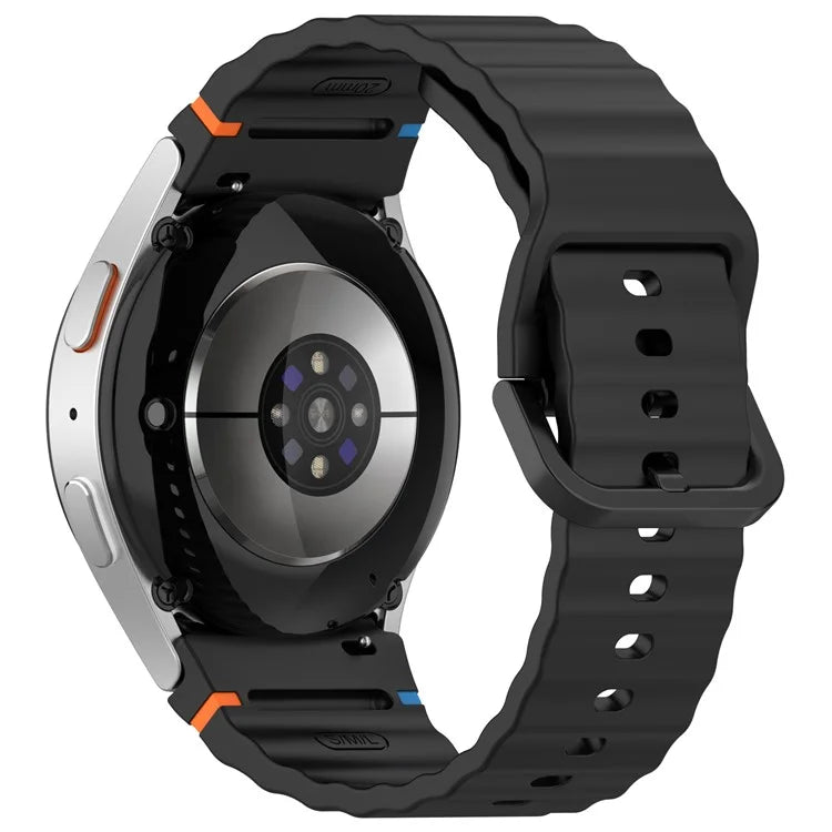 For Samsung Galaxy Watch FE / Watch7 40mm 44mm Silicone Wave Texture Watch Band Replacement Straps