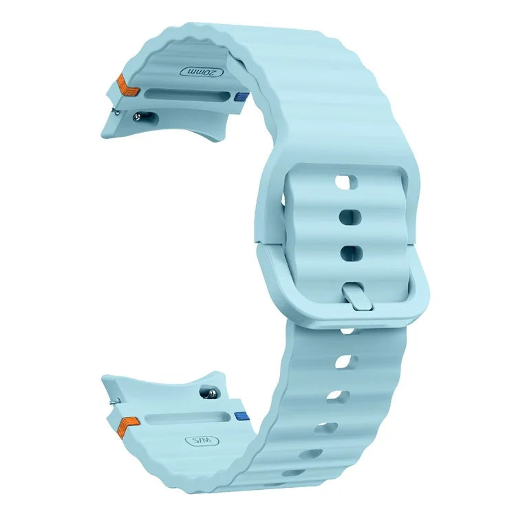 KALEBOL For Samsung Galaxy Watch7 44mm 40mm / Watch FE 40mm Silicone Watch Band Wave Shape Wrist Strap