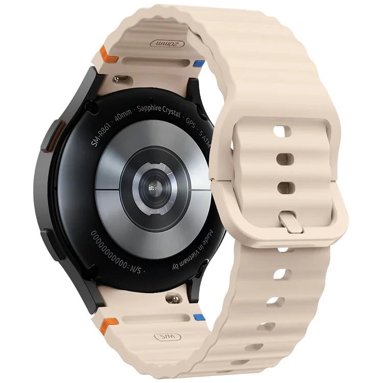 KALEBOL For Samsung Galaxy Watch7 44mm 40mm / Watch FE 40mm Silicone Watch Band Wave Shape Wrist Strap