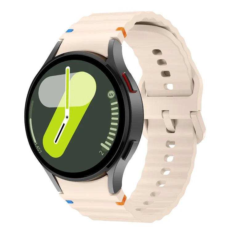 KALEBOL For Samsung Galaxy Watch7 44mm 40mm / Watch FE 40mm Silicone Watch Band Wave Shape Wrist Strap
