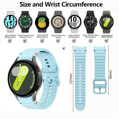 KALEBOL For Samsung Galaxy Watch7 44mm 40mm / Watch FE 40mm Silicone Watch Band Wave Shape Wrist Strap