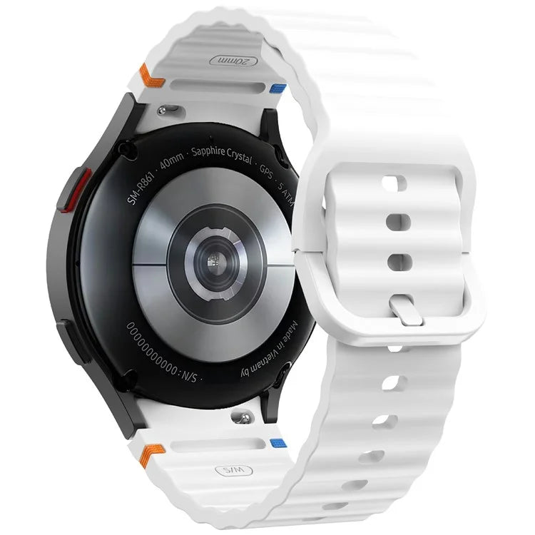 KALEBOL For Samsung Galaxy Watch7 44mm 40mm / Watch FE 40mm Silicone Watch Band Wave Shape Wrist Strap
