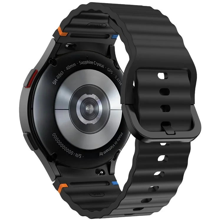 KALEBOL For Samsung Galaxy Watch7 44mm 40mm / Watch FE 40mm Silicone Watch Band Wave Shape Wrist Strap