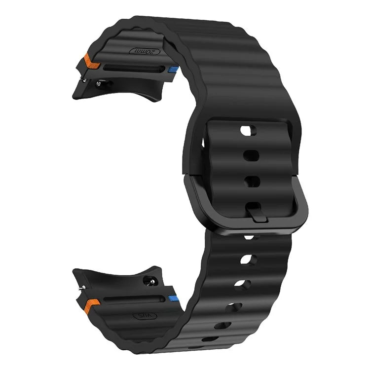 KALEBOL For Samsung Galaxy Watch7 44mm 40mm / Watch FE 40mm Silicone Watch Band Wave Shape Wrist Strap