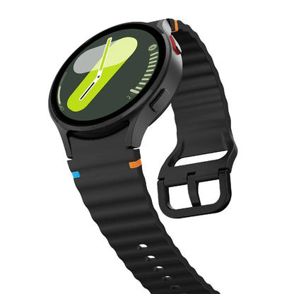 KALEBOL For Samsung Galaxy Watch7 44mm 40mm / Watch FE 40mm Silicone Watch Band Wave Shape Wrist Strap