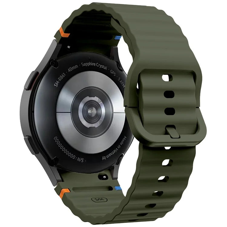KALEBOL For Samsung Galaxy Watch7 44mm 40mm / Watch FE 40mm Silicone Watch Band Wave Shape Wrist Strap