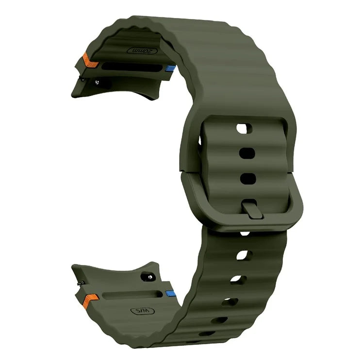 KALEBOL For Samsung Galaxy Watch7 44mm 40mm / Watch FE 40mm Silicone Watch Band Wave Shape Wrist Strap