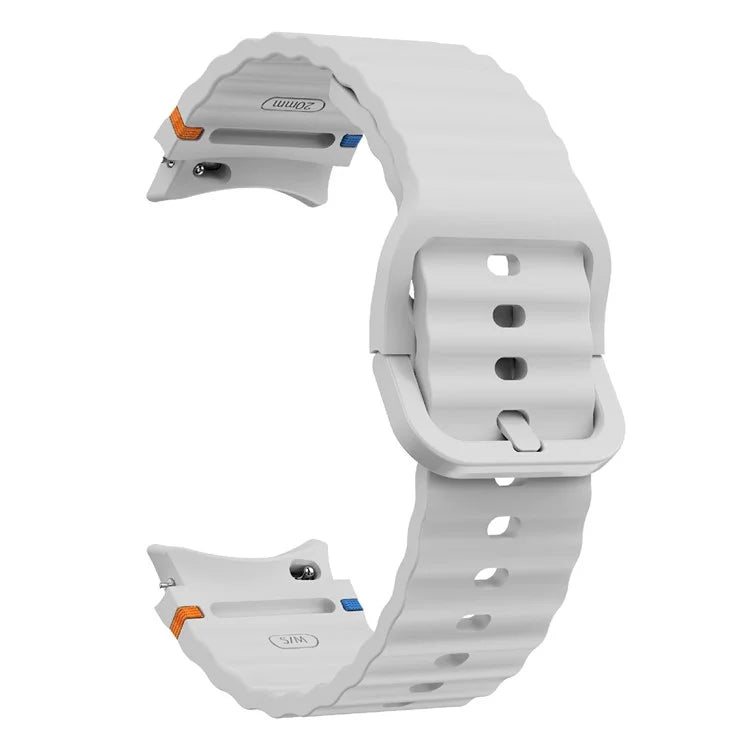 KALEBOL For Samsung Galaxy Watch7 44mm 40mm / Watch FE 40mm Silicone Watch Band Wave Shape Wrist Strap