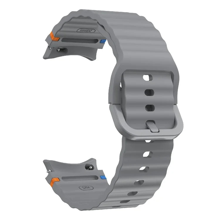 KALEBOL For Samsung Galaxy Watch7 44mm 40mm / Watch FE 40mm Silicone Watch Band Wave Shape Wrist Strap