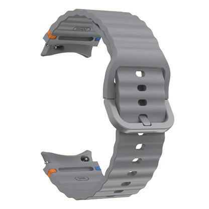 KALEBOL For Samsung Galaxy Watch7 44mm 40mm / Watch FE 40mm Silicone Watch Band Wave Shape Wrist Strap