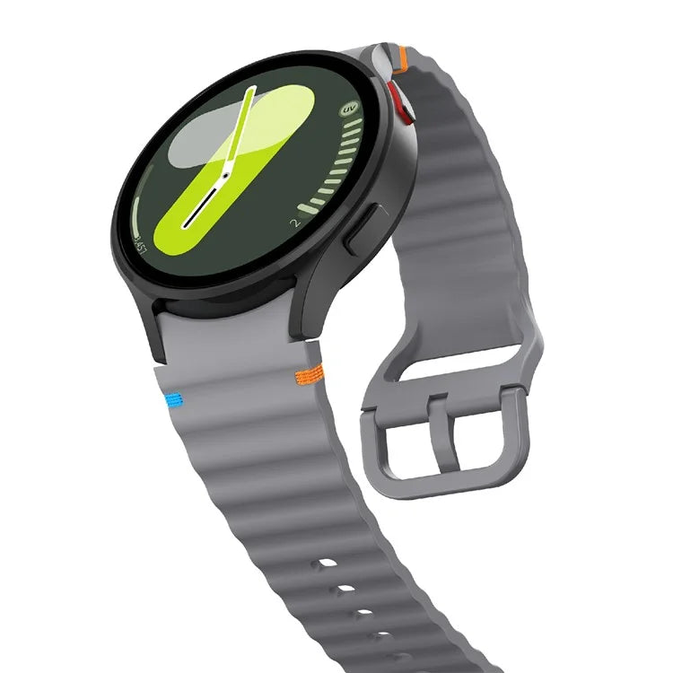 KALEBOL For Samsung Galaxy Watch7 44mm 40mm / Watch FE 40mm Silicone Watch Band Wave Shape Wrist Strap