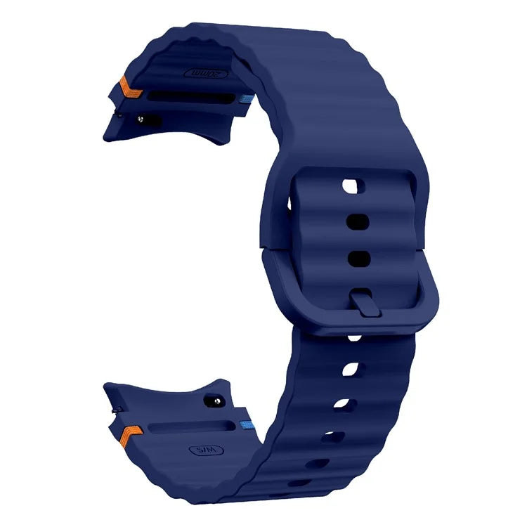 KALEBOL For Samsung Galaxy Watch7 44mm 40mm / Watch FE 40mm Silicone Watch Band Wave Shape Wrist Strap