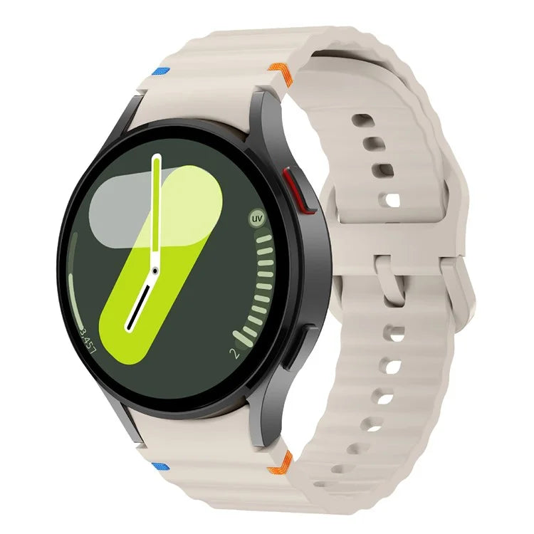 KALEBOL For Samsung Galaxy Watch7 44mm 40mm / Watch FE 40mm Silicone Watch Band Wave Shape Wrist Strap