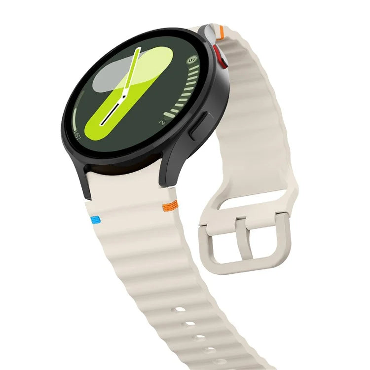 KALEBOL For Samsung Galaxy Watch7 44mm 40mm / Watch FE 40mm Silicone Watch Band Wave Shape Wrist Strap